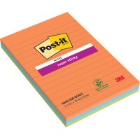 Post-it Haftnotizen super sticky notes, liniert, 101x152 mm