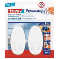 tesa Powerstrips Crochet adhésif LARGE, oval, blanc