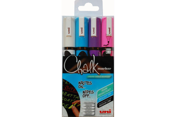 UNI-BALL Chalk Marker 1,8-2,5mm PWE5M.4C.2 4 couleurs, étui