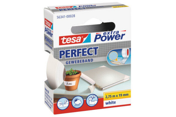 TESA Extra Power Perfect 2.75mx19mm 563410002 Ruban texitl. blanc