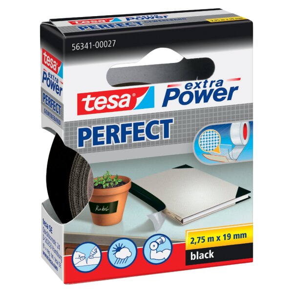 tesa Ruban adhésif toilé, 19 mm x 2,75 m, rouge