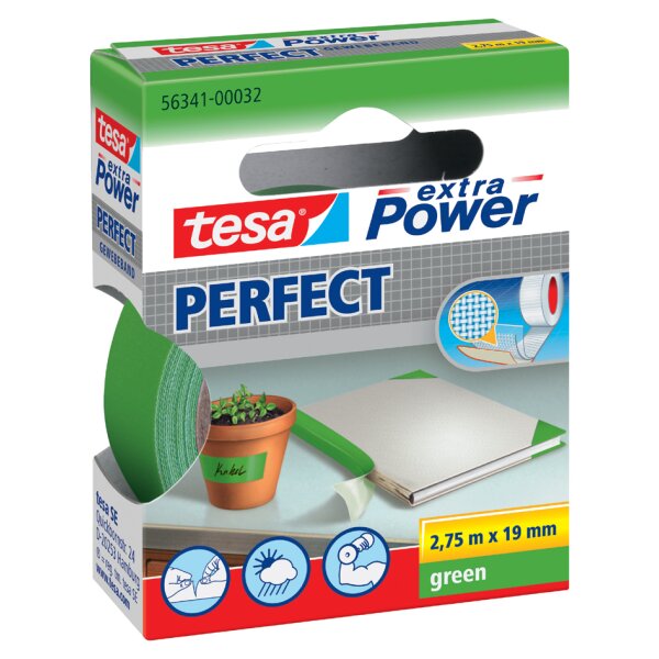 tesa Gewebeband extra Power PERFECT, 19 mm x 2,75 m, schwarz