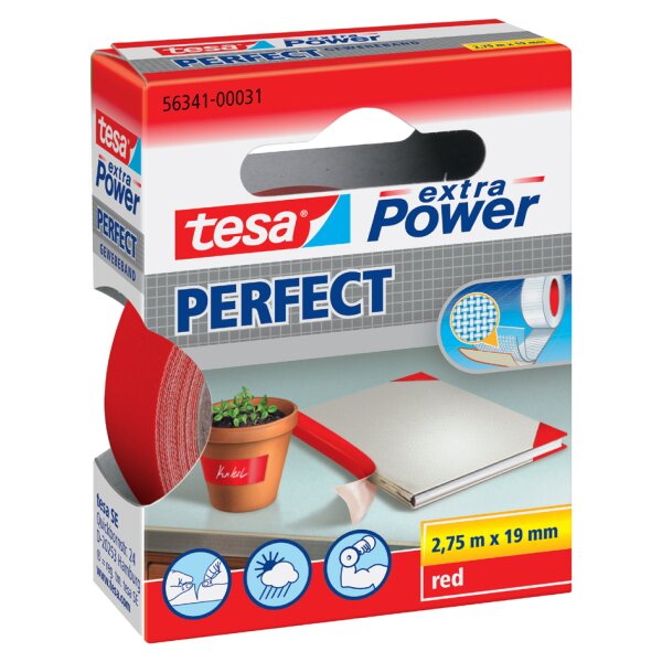 tesa Gewebeband extra Power PERFECT, 19 mm x 2,75 m, schwarz