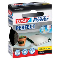 tesa Gewebeband extra Power PERFECT, 19 mm x 2,75 m, schwarz