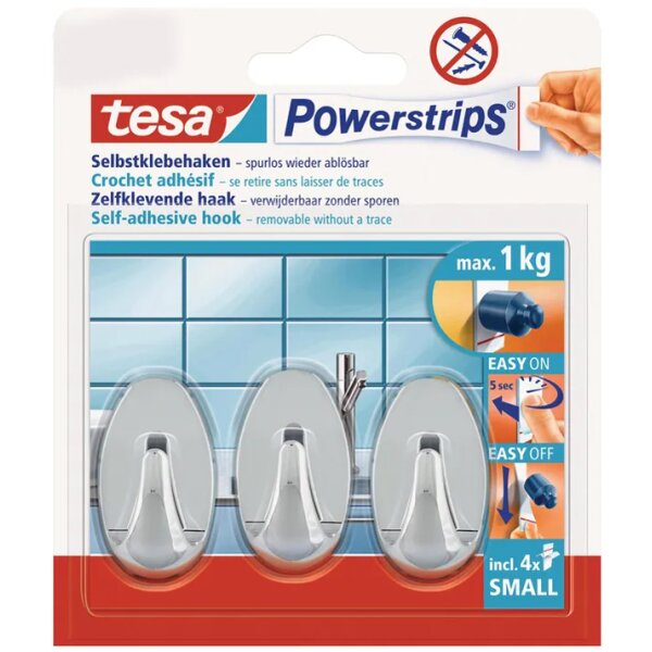 tesa Powerstrips Haken SMALL Oval, weiss