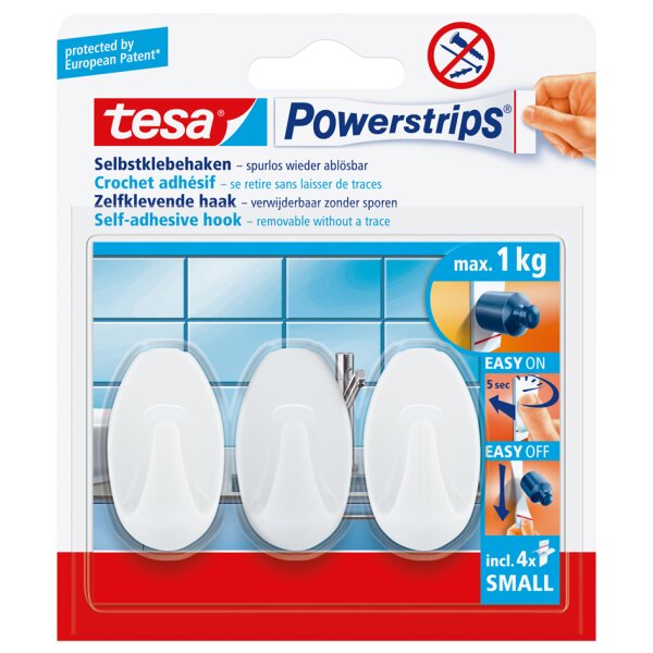 tesa Powerstrips Haken SMALL Oval, weiss