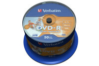 VERBATIM DVD-R Spindle 4.7GB 43533 1-16x fullprint o.L 50...