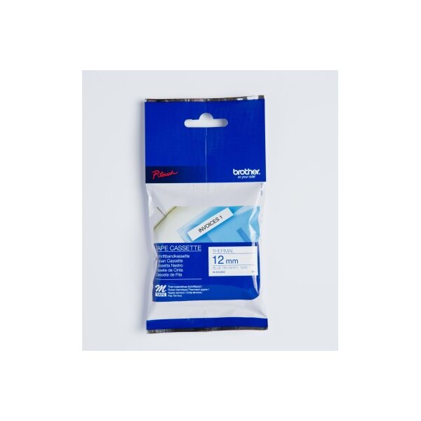 PTOUCH Ruban, non laminé bleu/blanc M-K233BZ pour PT-65/75/85/110 8mx12mm