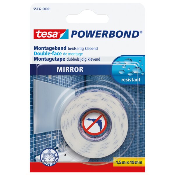 tesa Powerbond Montageband für Spiegel, 38 mm x 5,0 m