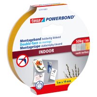 tesa Powerband Adhésif de montage INDOOR, 19 mm x 5 m