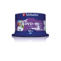 VERBATIM DVD+R Spindle 4.7GB 43512 1-16x print wide 50 Pcs
