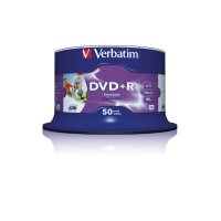 VERBATIM DVD+R Spindle 4.7GB 43512 1-16x print wide 50 Pcs