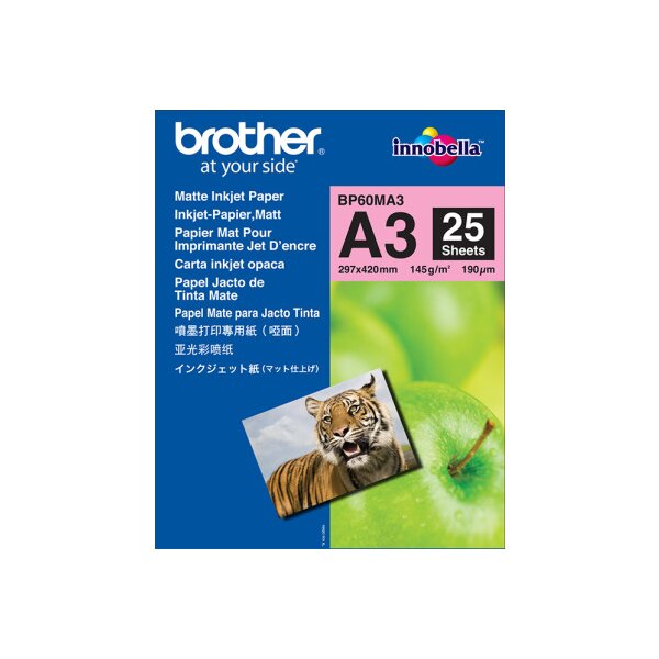 BROTHER InkJet Paper matt 145g A3 BP60-MA3 MFC-6490CW 25 Blatt