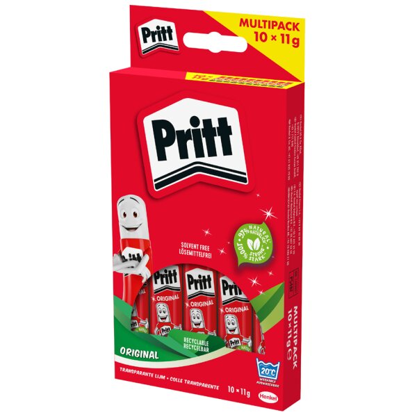 Pritt Bâton de colle 6 x 22 g, en multipack, sans solvant