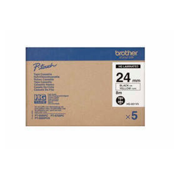 PTOUCH Band, High-Grade schwarz/gelb HG-E651 24mm/8m 5 Stück