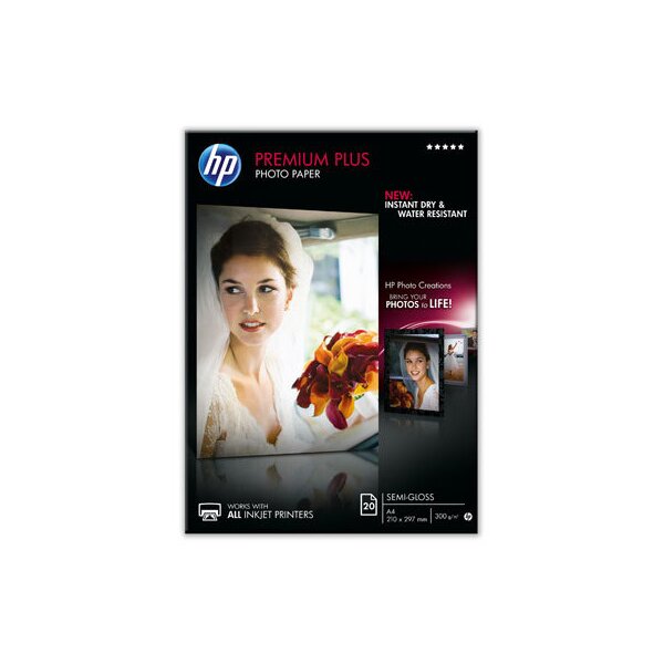 HP Photo Paper Premium Plus A4 CR673A InkJet, seidenmatt 300g 20 Bl.
