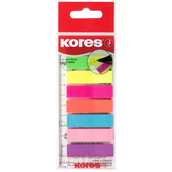 Kores Haftmarker - Folie, 12 x 45 mm, Neonfarben