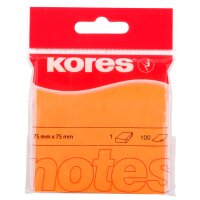 Kores Note adhésive NEON, 75 x 75 mm, uni, orange...