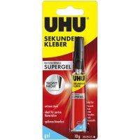 UHU Sekundenkleber SUPERGEL, lösemittelhaltig, 3 g Tube