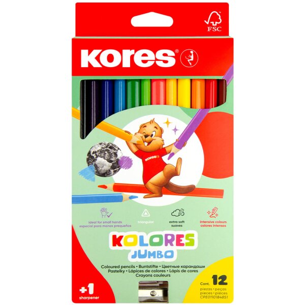 Kores Dreikant-Buntstifte "Kolores JUMBO", 12er Karton-Etui