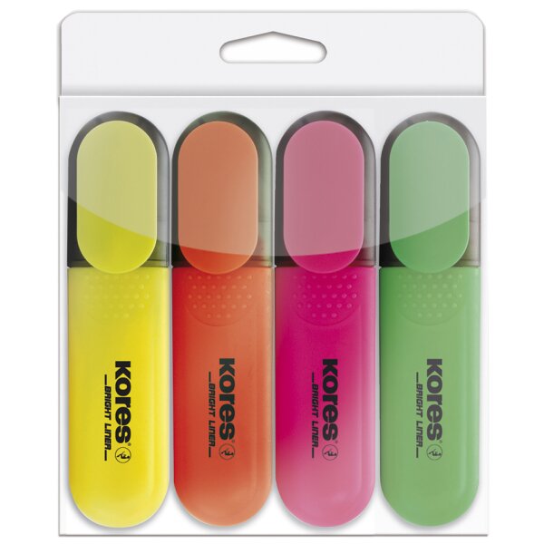 Kores Textmarker "BRIGHT LINER", 4er Etui