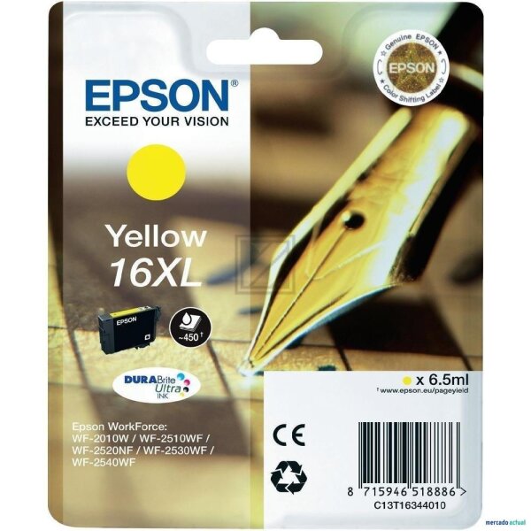 EPSON Tintenpatrone 16XL yellow T163440 WF 2010 2540 450 Seiten
