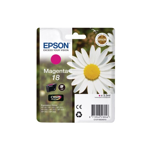 EPSON Cartouche dencre magenta T180340 XP 30/405 180 pages