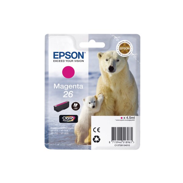 EPSON Tintenpatrone magenta T261340 XP 700/800 300 Seiten