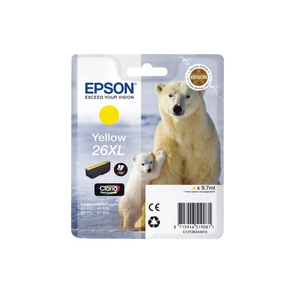 EPSON Cartouche dencre 26XL yellow T263440 XP 700/800 700 pages