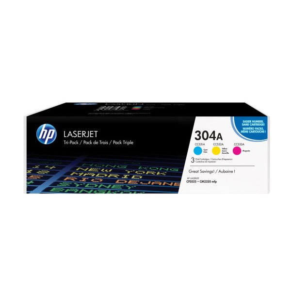 HP Toner Tri-Pack 304A CMY CF372AM Color LaserJet CP2025 2800 p.