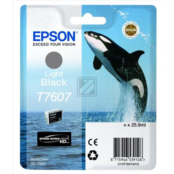EPSON Cart. dencre light noir T760740 SureColor P 600 25,9ml