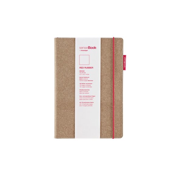TRANSOTYPE senseBook RED RUBBER A5 75020502 quadr., M, 135 feuilles beige