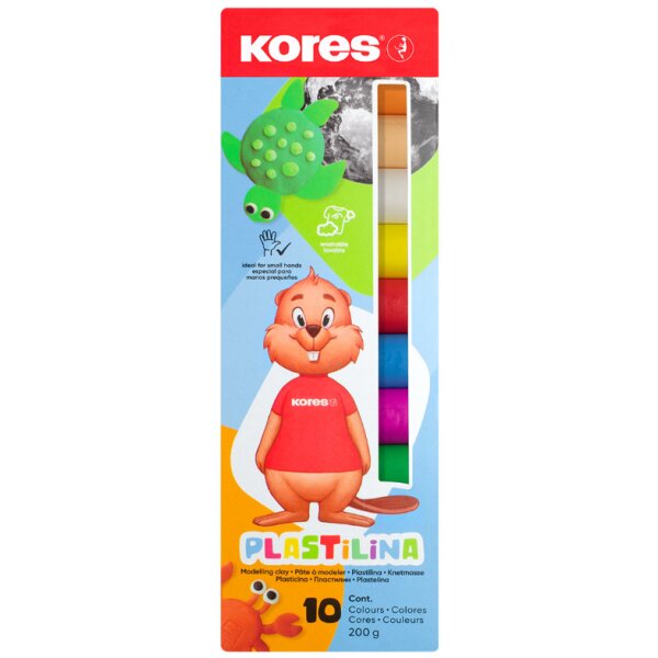 Kores P&acirc;te &agrave; modeler PLASTILINA, bo&icirc;te de 10 couleurs