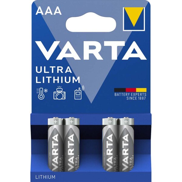 VARTA Pile au lithium Ultra Lithium, Micro (AAA), pack de 4