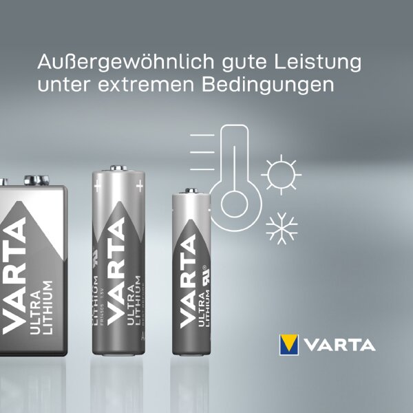 VARTA Lithium Batterie Ultra Lithium, E-Block (9V)