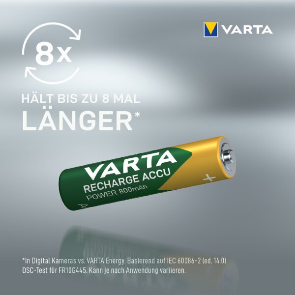 VARTA Pile NiMH Rechargeable Accu, Micro (AAA), 800 mAh