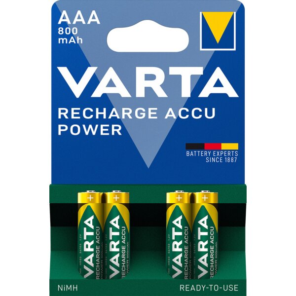 VARTA Pile NiMH Rechargeable Accu, Micro (AAA), 800 mAh