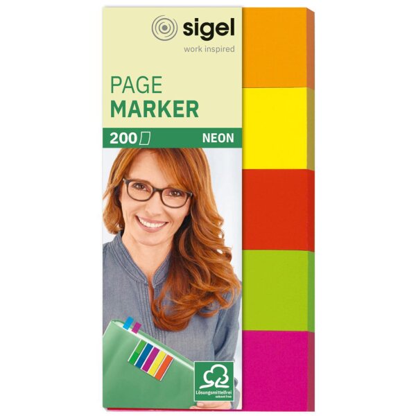 sigel Marque-page repositionnable Fluo, 50 x 20 mm