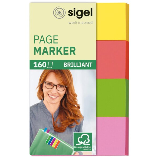 sigel Marque-page repositionnable Fluo, 50 x 20 mm