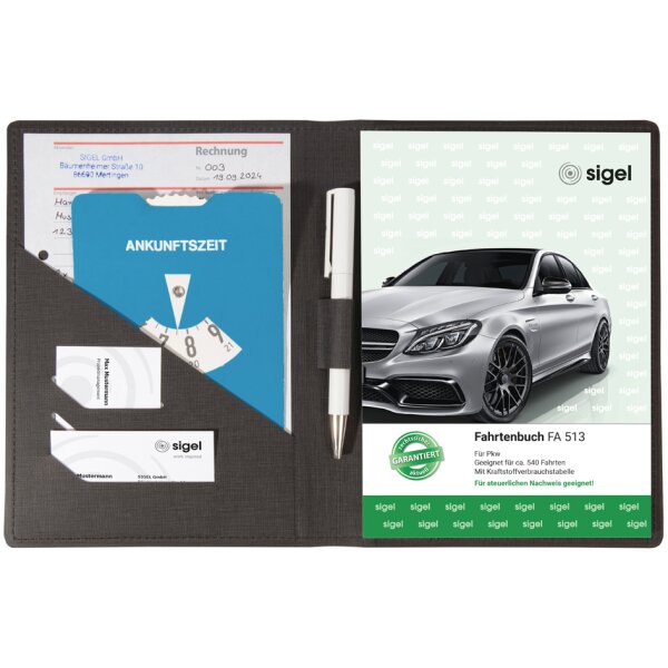 sigel Einband für Formularbuch, DIN A6 quer, PU, schwarz