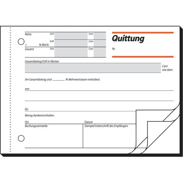 sigel Formularbuch Quittung, mit MwSt.-Nachweis, A6 quer