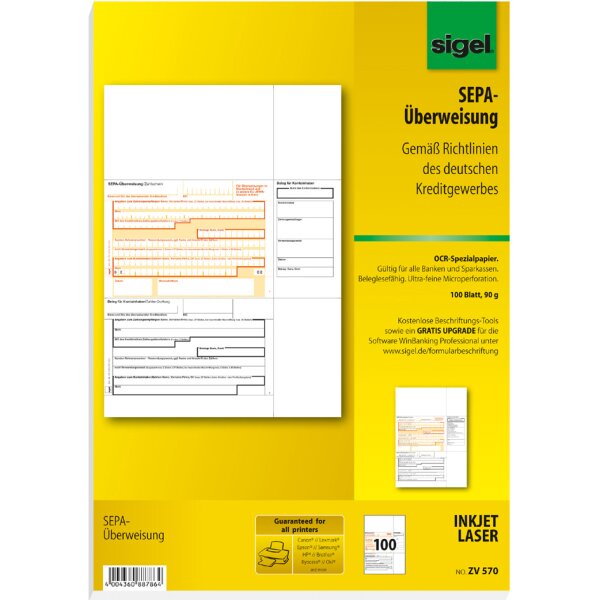 sigel Bankformular "PC-SEPA-Überweisung", DIN A4