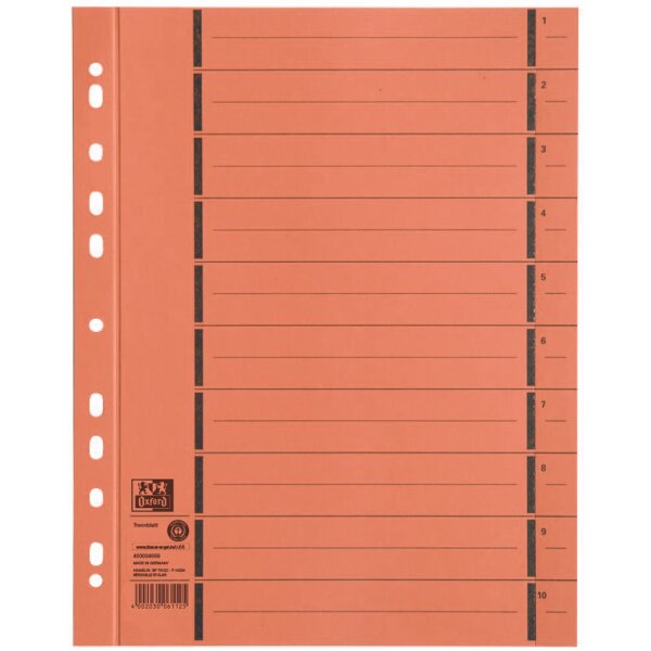 Oxford Intercalaire avec perforation, A4 extra large, gris