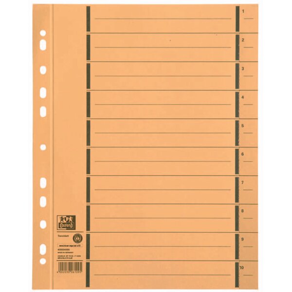 Oxford Intercalaire avec perforation, A4 extra large, gris