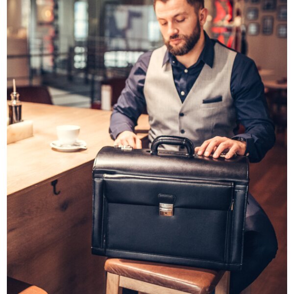 Alassio Valise pour pilotes VERONA, cuir, noir