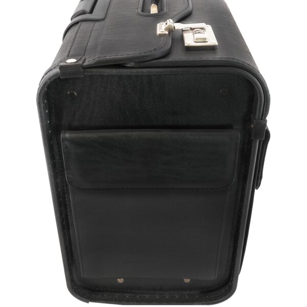 Alassio Pilotenkoffer "SILVANA", Leder, schwarz, mit Trolley