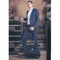 Alassio Pilotenkoffer "SILVANA", Leder, schwarz, mit Trolley