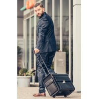 Alassio Pilotenkoffer "SILVANA", Leder, schwarz, mit Trolley