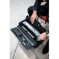 Alassio Pilotenkoffer "SILVANA", Leder, schwarz, mit Trolley