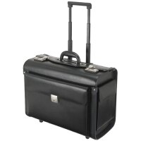 Alassio Pilotenkoffer "SILVANA", Leder, schwarz, mit Trolley